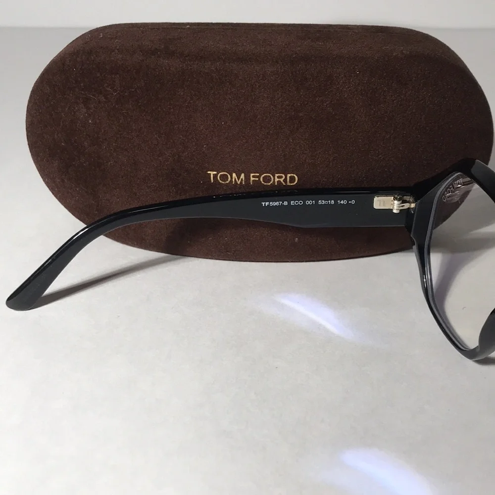 New Authentic Tom Ford TF5967-B ECO Women's Black Geometric Frame Glasses